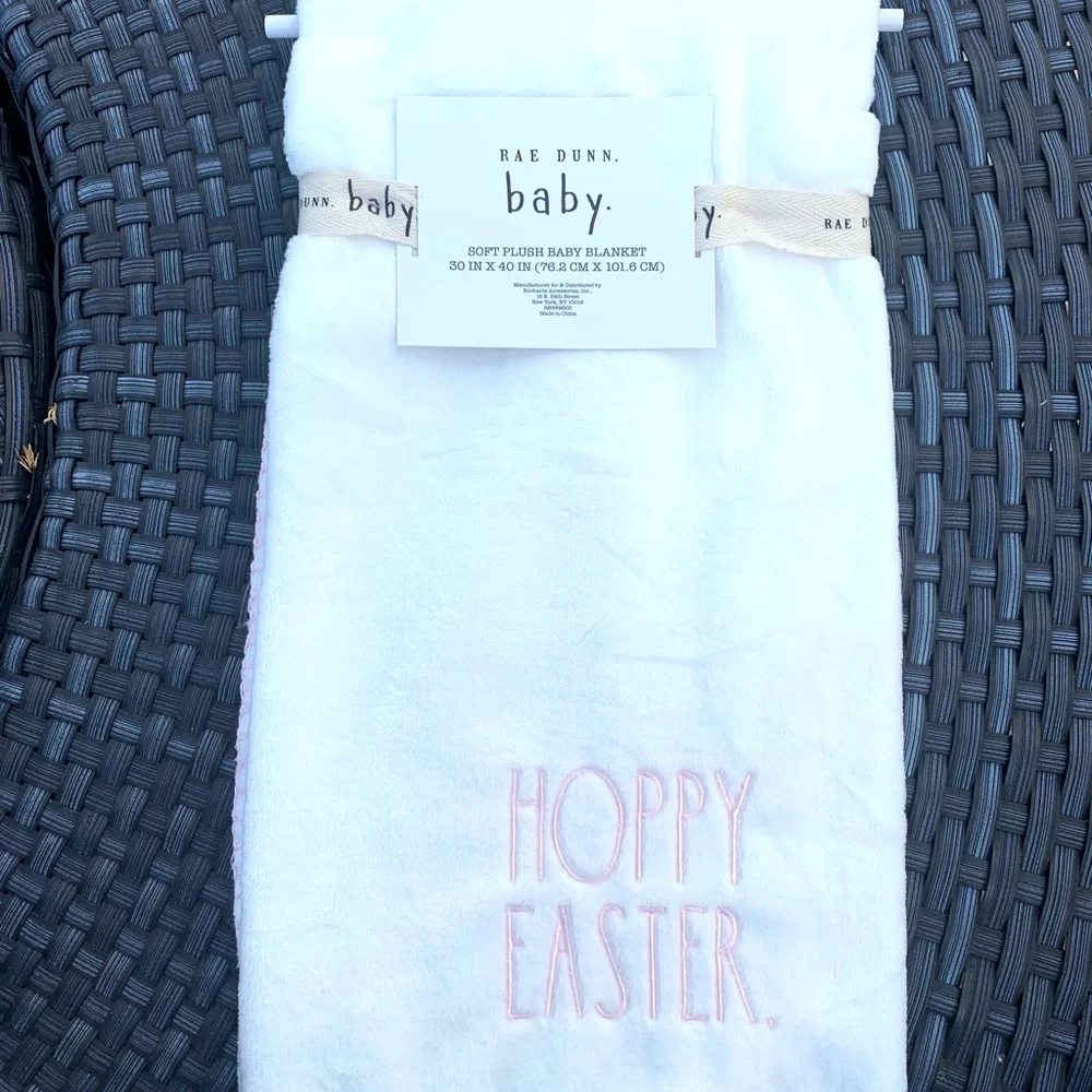 Rae Dunn Hoppy Easter soft plush baby blanket